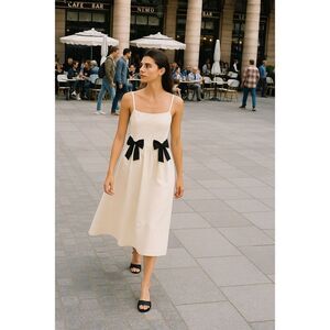 Ciao Lucia Neroni Midi Dress in Cream Vintage Inspired size S Preloved